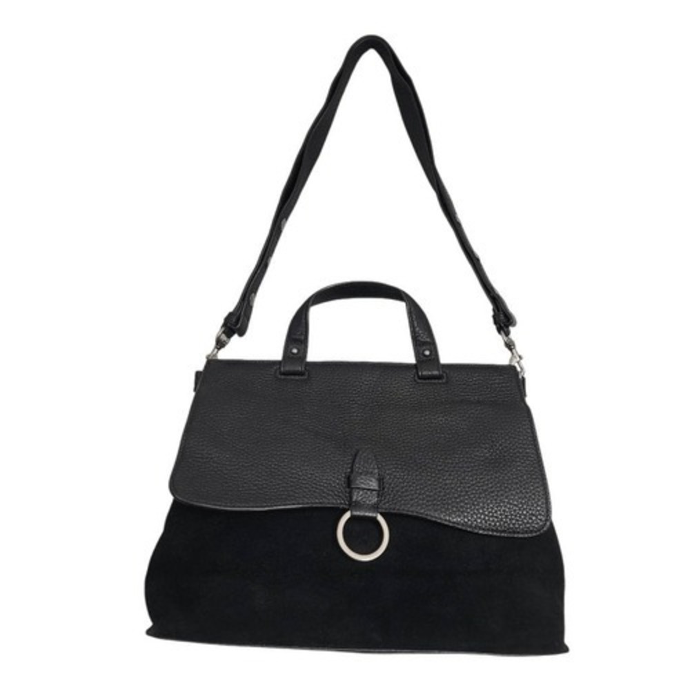 Rebecca Minkoff Medium Keith Satchel Crossbody Bag Black Suede Leather Convertib